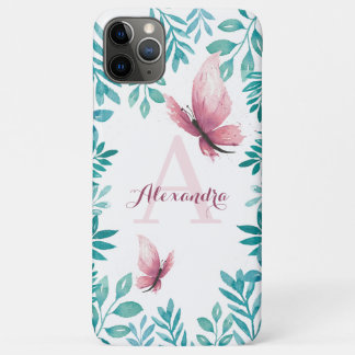 Case-Mate iPhone Case Aquarelle rose papillon nom personnalisable