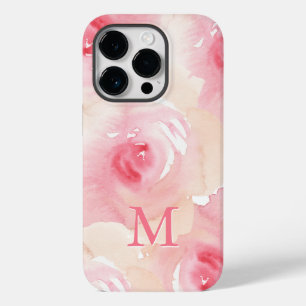 Coque Case-Mate iPhone Aquarelle rose Peach monogramme floral
