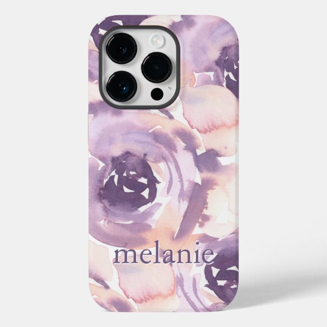 Coques Case-Mate iPhone Aquarelle rose Peach monogramme floral (Verso)