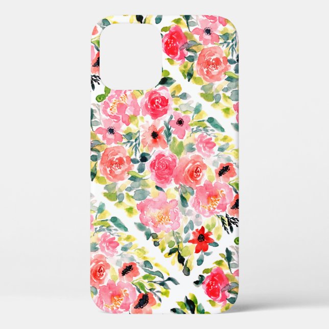 Coques Case-Mate iPhone Aquarelle rose rouge vert Floral Coque-Mate iPhone (Verso)