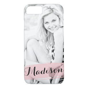 Coque iPhone 8/7 Aquarelle rose vif personnalisée Photo personnalis