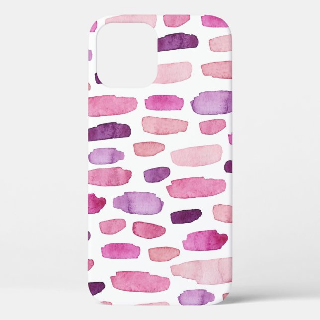 Coques Case-Mate iPhone Aquarelle : Rose, Violet Motif. (Verso)