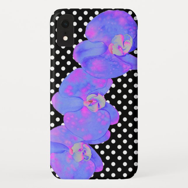 Coques Case-Mate iPhone Aquarelle rose violet Orchidée peinture, pois (Dos)