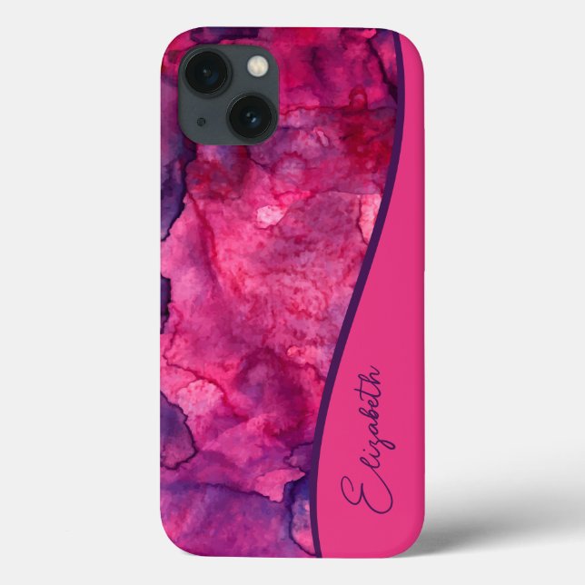 Coques Case-Mate iPhone Aquarelle rose-violet personnalisée (Verso)