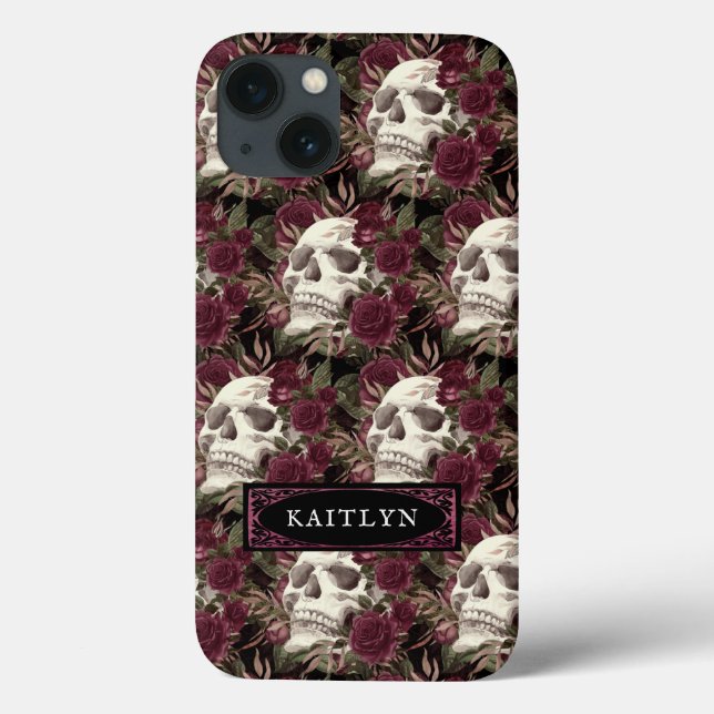 Coques Case-Mate iPhone Aquarelle Roses de crâne personnalisée (Verso)