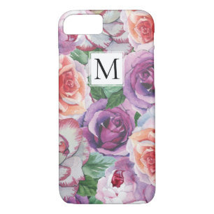 Case-Mate iPhone Case Aquarelle roses et monogramme floral
