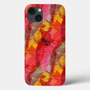 iPhone 13 Case Aquarelle rouge jaune