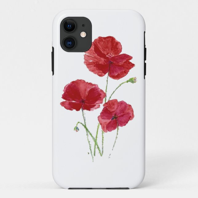 Coques Case-Mate iPhone Aquarelle Rouge Pavot Jardin Fleur Art Floral (Dos)