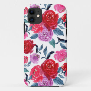 Case-Mate iPhone Case Aquarelle rouge pourpre Floral