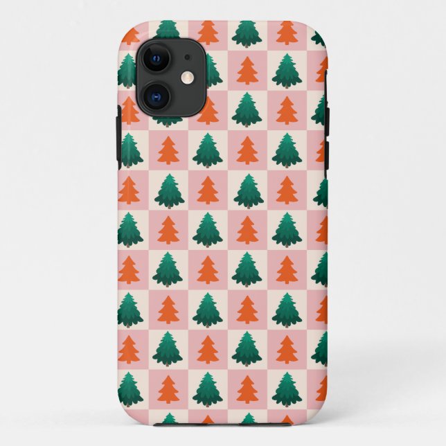 Coques Case-Mate iPhone Aquarelle rouge vert Joyeux sapin de Noël motif (Dos)