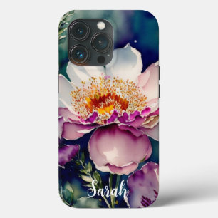 Case-Mate iPhone Case Aquarelle rustique violet et fleurs blanches