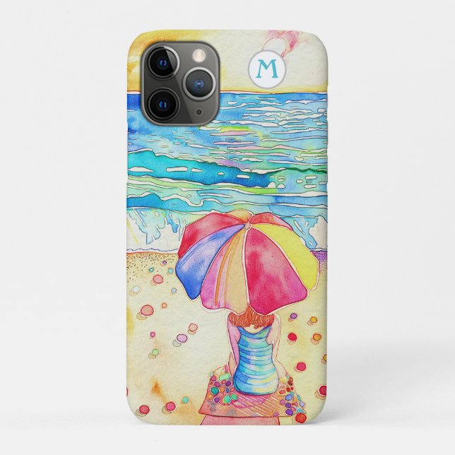Coques Case-Mate iPhone *~* Aquarelle Sea Beach Parapluie Sable Coque-Mate (Dos)