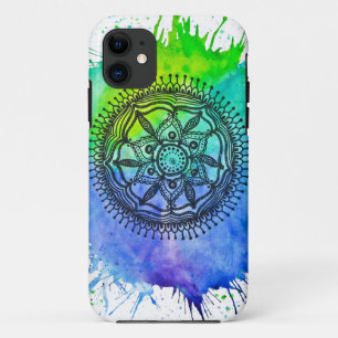 Coque iPhone 11 Aquarelle Splatter Mandala Vibe