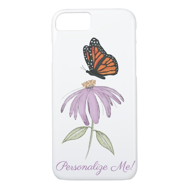 Coques Case-Mate iPhone Aquarelle stylée Simple Papillon Floral Violet (Dos)