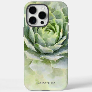 Coque iPhone 16 Pro Max Aquarelle Suculte personnalisée