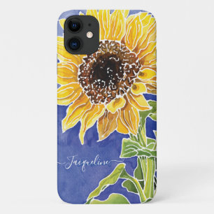Case-Mate iPhone Case Aquarelle Tournesol Batik Flore bleu et jaune