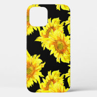 Aquarelle tournesol noir sans couture Motif