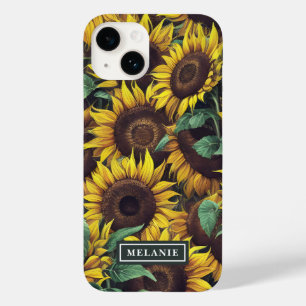 Coque Case-Mate iPhone Aquarelle tournesols Nom personnalisé Modèle