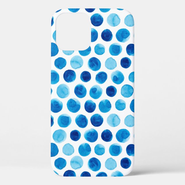 Coques Case-Mate iPhone Aquarelle transparente motif avec pois bleus (Verso)