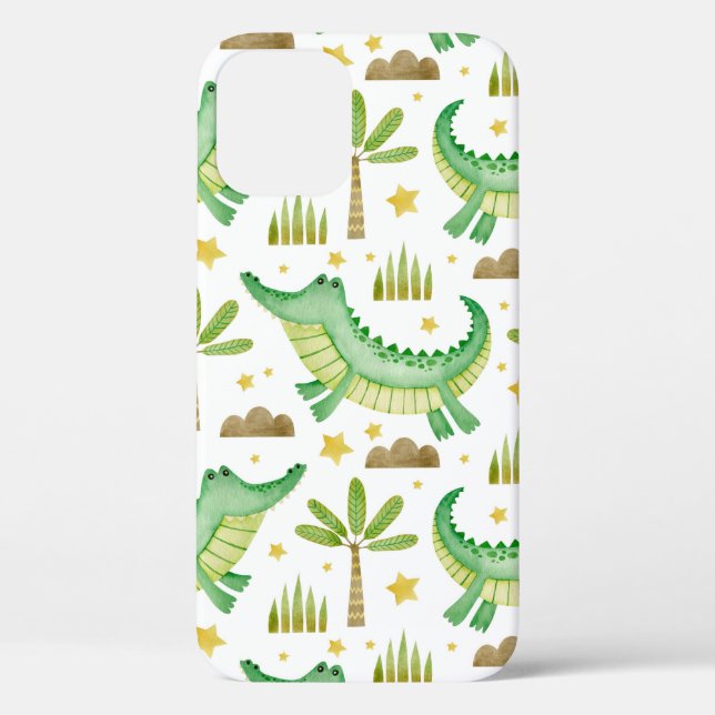 Coques Case-Mate iPhone Aquarelle transparente motif de crocodile palmier (Verso)