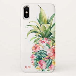 Case-Mate iPhone Case Aquarelle tropicale Ananas floral avec Monogramme