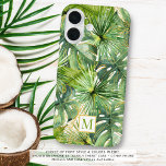 Coque Pour iPhone 16 Aquarelle tropicale Palm Monogramme botanique<br><div class="desc">Boîtier de téléphone cellulaire personnalisé tropical avec des feuilles de palmier d'aquarelle et un feuillage avec un monogramme et/ou un nom en option dans un style de police modifiable et des couleurs arrière - plans que vous changez pour créer votre propre look personnalisé en cliquant sur MODIFIER. OPTIONS TÉLÉPHONIQUES :...</div>
