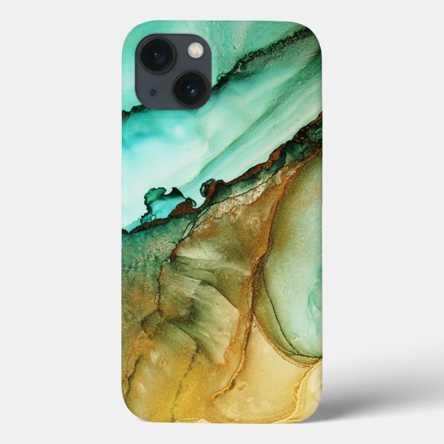 Coques Case-Mate iPhone Aquarelle Turquoise Gold Parties scintillant iPhon (Verso)