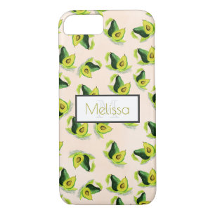 Coque Case-Mate iPhone Aquarelle vert Avocados Motif avec monogramme