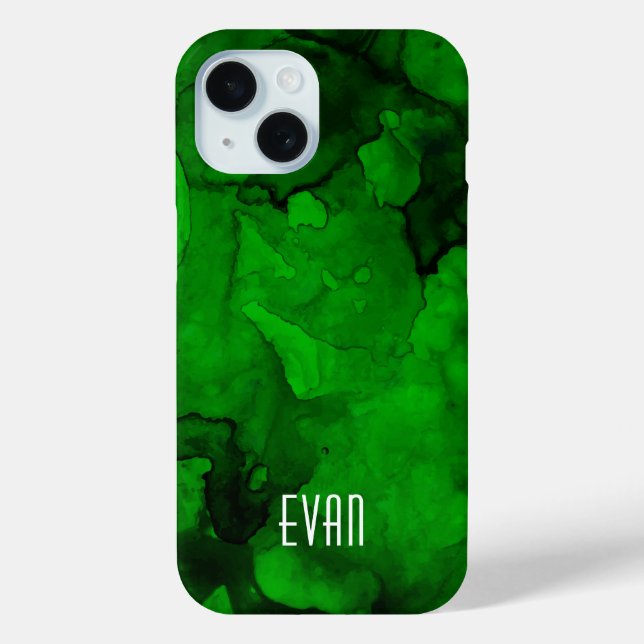 Coques Case-Mate iPhone Aquarelle verte (Verso)