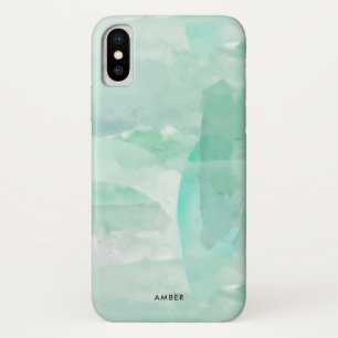 Case-Mate iPhone Case Aquarelle verte de Seafoam - ajoutez votre nom