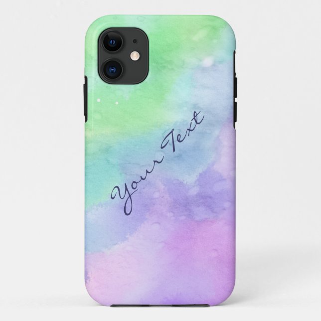 Coques Case-Mate iPhone Aquarelle verte et pourpre personnalisée (Dos)