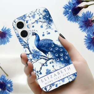 Coque Pour iPhone 16 Aquarelle vintage bleue Peacock Hollandais Delft F