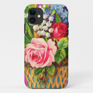 Coque iPhone 11 Aquarelle vintage de panier floral