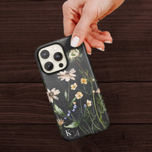 Case-Mate iPhone Case Aquarelle vintage Flores botaniques + Monogramme