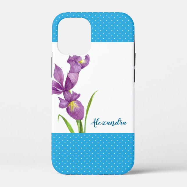 Coques Case-Mate iPhone Aquarelle violet Iris Botanique Floral Art (Verso)