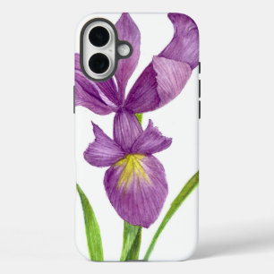Coque Pour iPhone 16 Plus Aquarelle violet Iris Botanique Floral Art