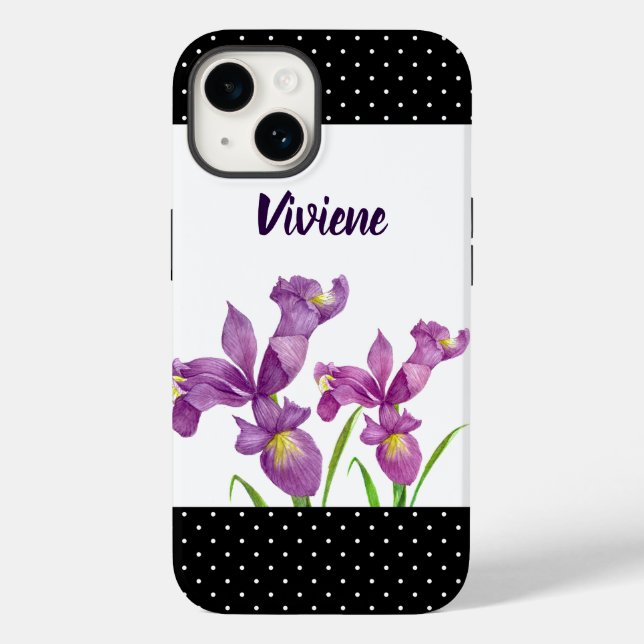 Coques Case-Mate iPhone Aquarelle violet Iris Botanique Floral Art (Verso)