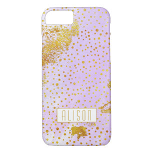 Case-Mate iPhone Case Aquarelle violet Lilac et confetti de feuille d'or