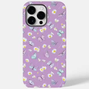Coque Case-Mate iPhone Aquarelle violet marguerite et papillon