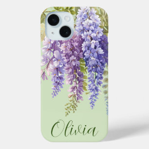 Coque Case-Mate iPhone Aquarelle violette glycine florale lilas botanique