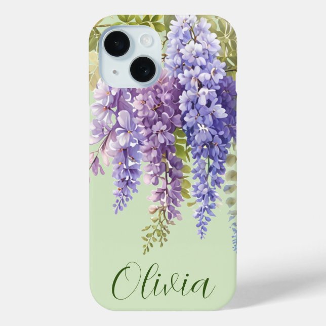 Coques Case-Mate iPhone Aquarelle violette glycine florale lilas botanique (Verso)