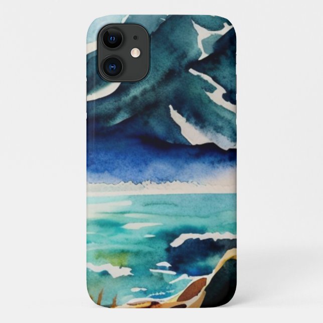Coques Case-Mate iPhone Aquarelle vue mer (Dos)