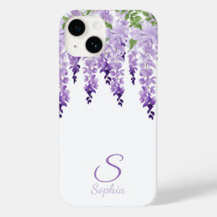 Coque Case-Mate iPhone Aquarelle Wisteria Nom personnalisé Monogramme