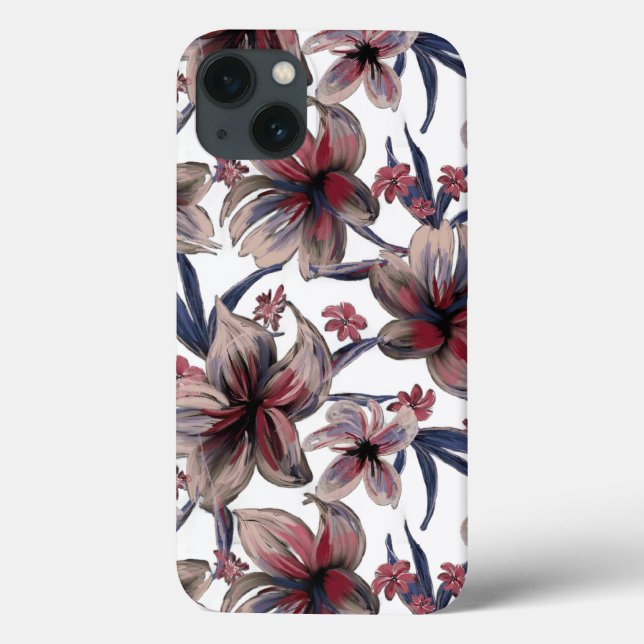 Coques Case-Mate iPhone Aquarelles Crimson Floral sur blanc (Verso)