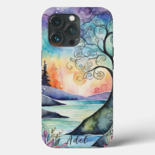 Case-Mate iPhone Case Aquarelles d'Imaginaire mystique Nom personnalisé