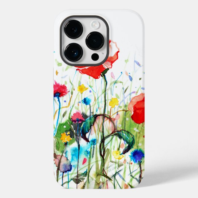 Coques Case-Mate iPhone Aquarelles modernes Red Poppy's & Spring Flowers (Verso)