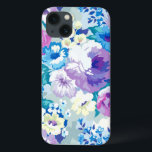 Etui iPhone Case-Mate Aquarelles modernes Tons doux Fleurs Motif<br><div class="desc">Des aquarelles modernes colorées illustrent les fleurs d'été dans un motif sans couture. Les tons pastel violet,  bleu et rose avec des accents blancs.</div>