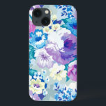 Etui iPhone Case-Mate Aquarelles modernes Tons doux Fleurs Motif<br><div class="desc">Des aquarelles modernes colorées illustrent les fleurs d'été dans un motif sans couture. Les tons pastel violet,  bleu et rose avec des accents blancs.</div>