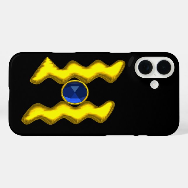 COQUES Case-Mate iPhone AQUARIUS /GOLD ZODIAC BIJOU D'ANNIVERSAIRE (Verso (horizontal))