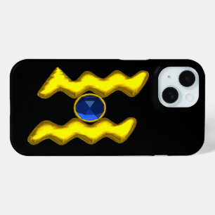 COQUE POUR iPhone 15 AQUARIUS /GOLD ZODIAC BIJOU D'ANNIVERSAIRE
